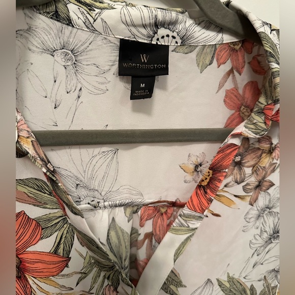 Worthington Floral Button-Down Shirt - Picture 3 of 4